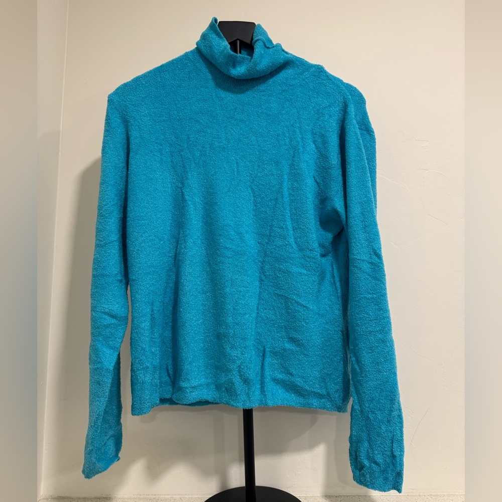 Olo Sky Blue Fuzzy Long-sleeve Turtleneck XL Sweater